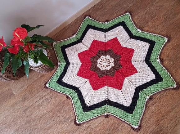Tapete de Crochê Boho Rústico Farm 140 cm Escolha Cores