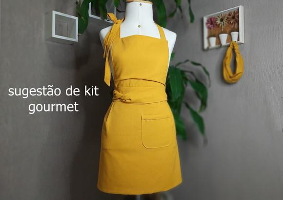 Tiara Faixa de Cozinha Cruzada Gourmet Linho Misto