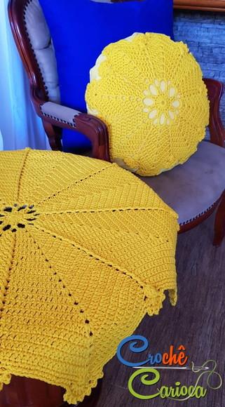 Toalha De Mesa E Almofada Completa Em Crochê Escolha Cor