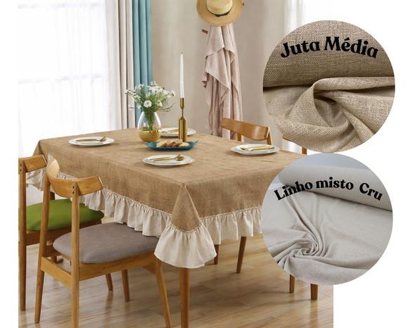 Toalha de Mesa Linho e Juta 2,00 x 1,40 ou Sob Medida