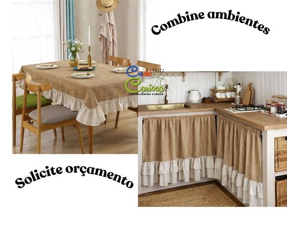 Toalha de Mesa Linho e Juta 2,00 x 1,40 ou Sob Medida