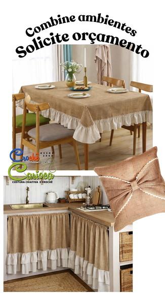 Toalha de Mesa Linho e Juta 2,00 x 1,40 ou Sob Medida