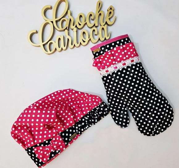 Touca Chefe de Cozinha - Rosa e preto