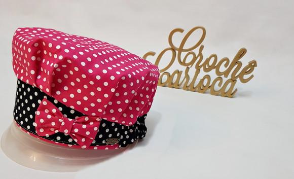 Touca Chefe de Cozinha - Rosa e preto