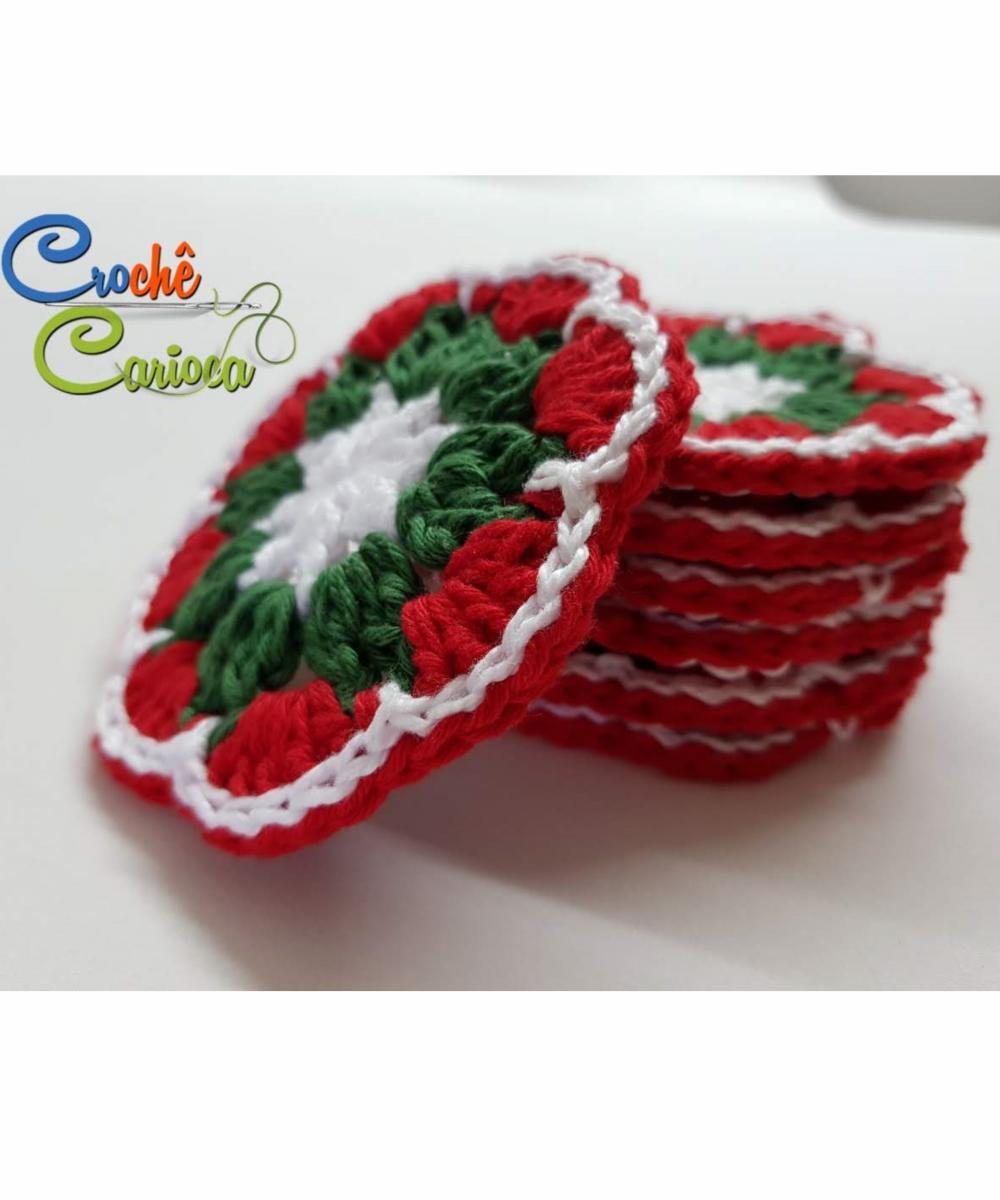 Porta-copos de Crochê Natalino Natal