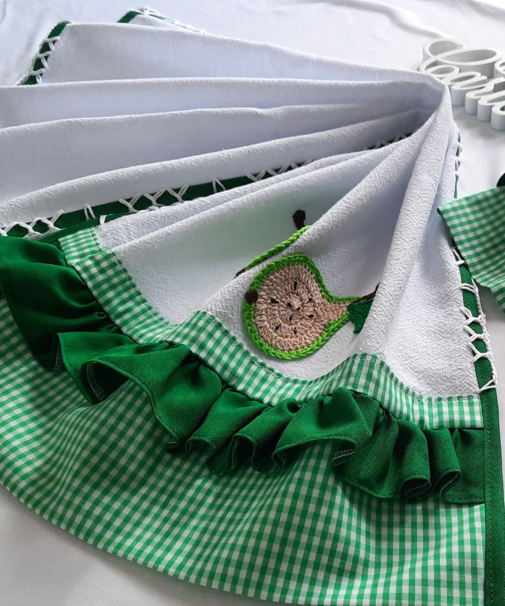 Panos de Prato Criativo Frutinha Verde kit 2 unidades Alto Padrã