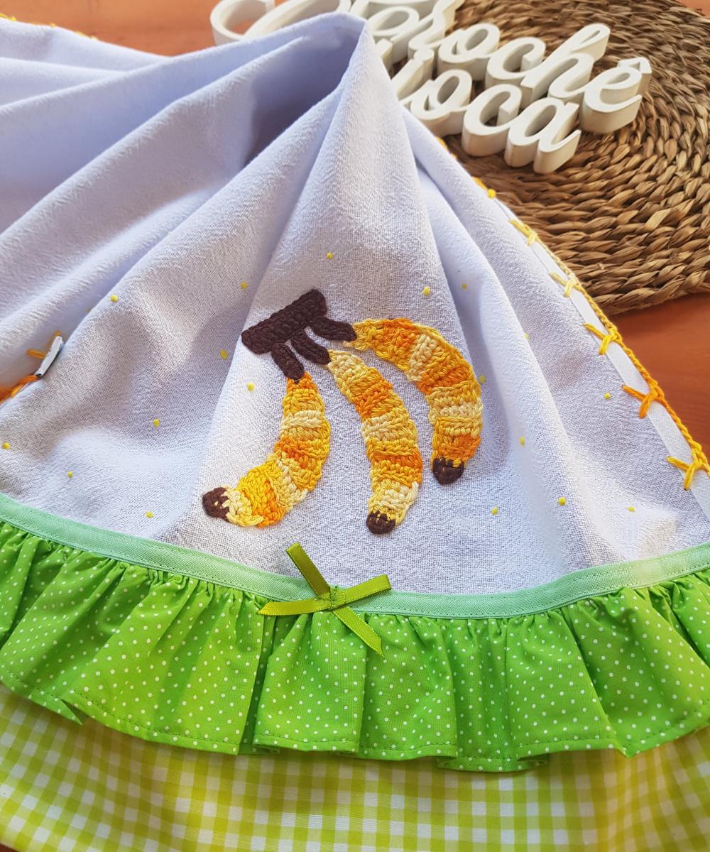 Pano de Prato Bananinhas Crochê Alto Padrão