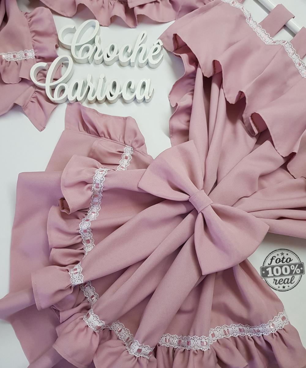 Cortina de Babadinhos Rosa e Abraçadeiras Laços Escolha Cor