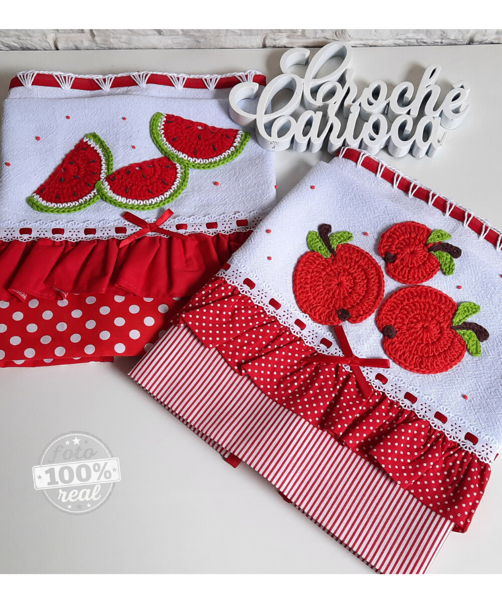 Kit Panos de Prato Composê Vermelho Alta Qualidade Grande
