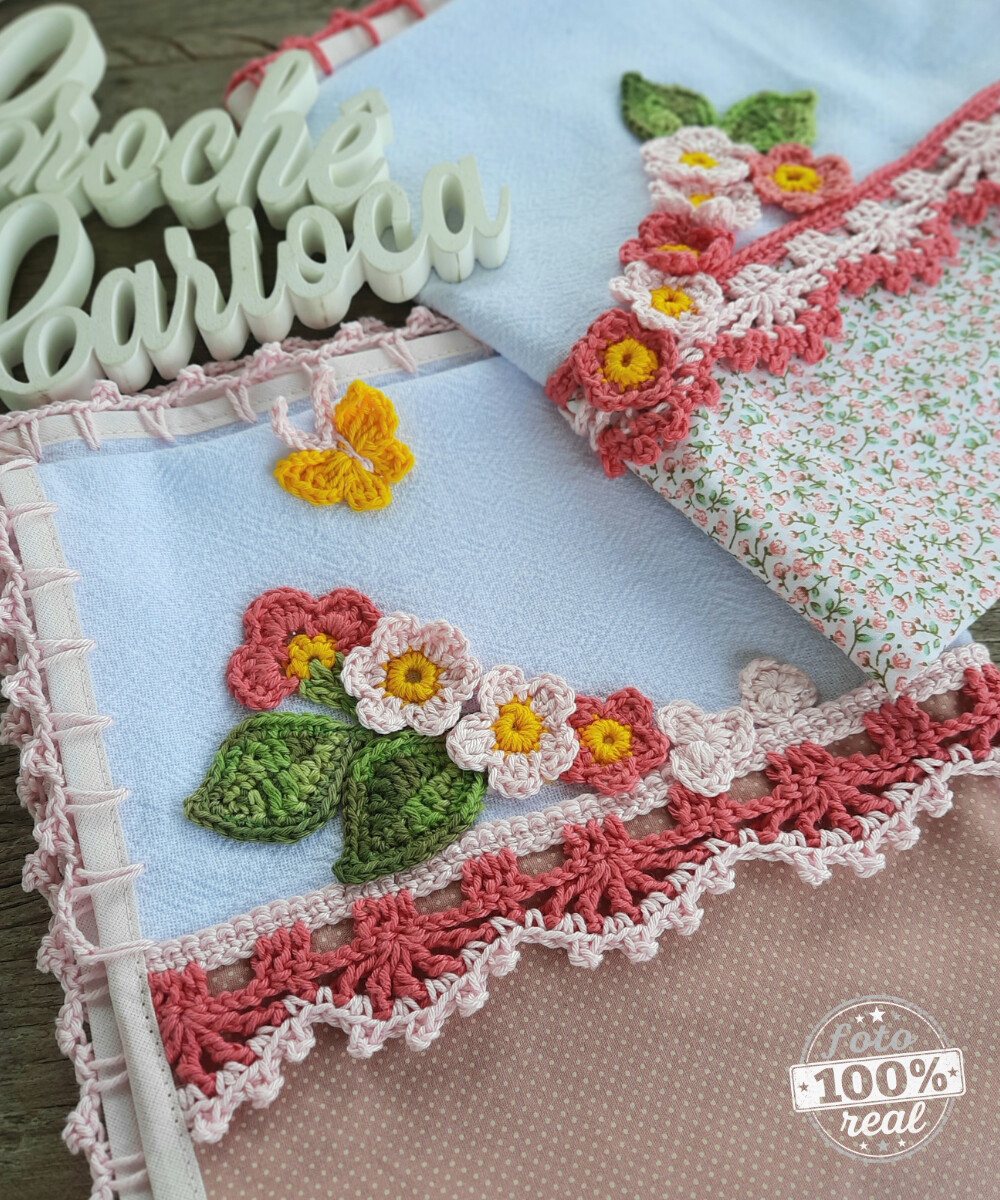 Kit Panos de Prato Primavera Delicada Cozinha Rosa - 2 Peças