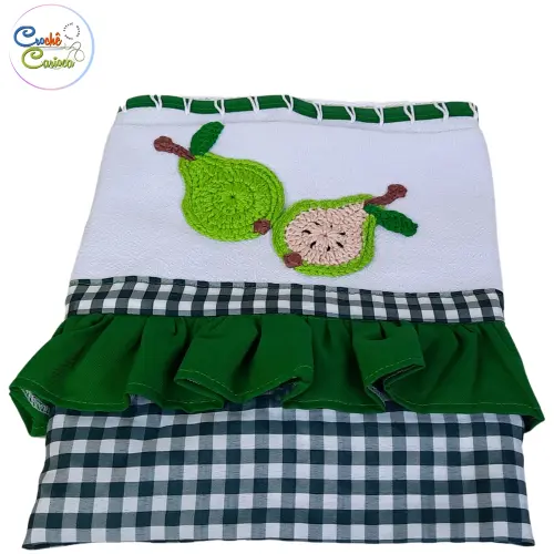 Pano de prato copa de cozinha verde peras delicadas 80x50 grande 