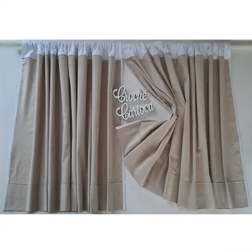 Cortina de linho misto natural cru com acabamentos requintados SO