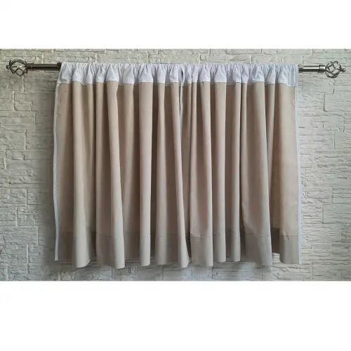 Cortina de linho misto natural cru com acabamentos requintados SO