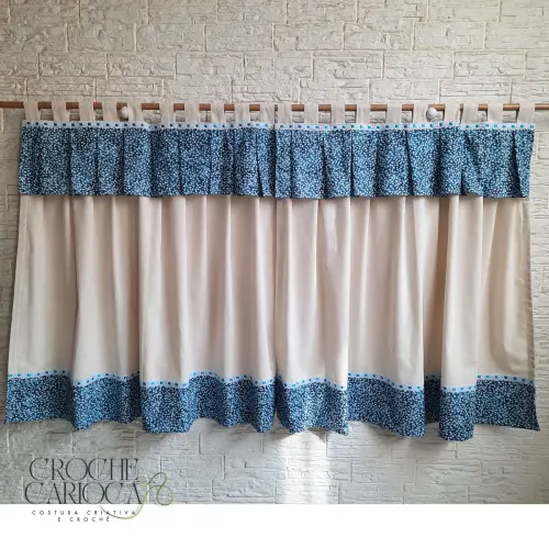 Cortina de linho e estampa farm house rústica natural boho sob m