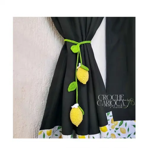 Abraçadeira de Cortina Limões Sicilianos Amigurumi 2 Peças