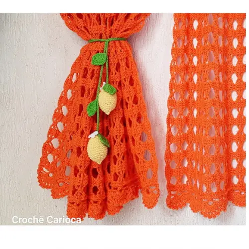 Abraçadeira de Cortina Limões Sicilianos Amigurumi 2 Peças
