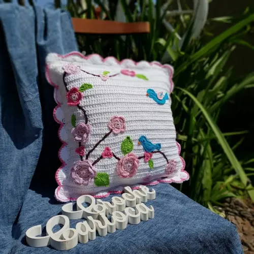Almofada Crochê Jardim Completa Escolha Cores 35x35