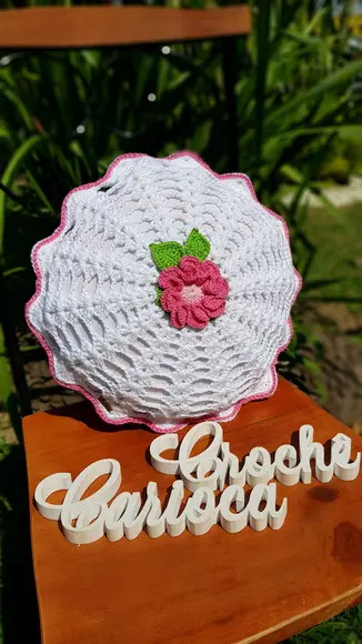 Almofada Redonda Cheia Completa de Crochê Escolha Cores