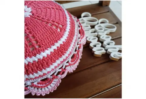 Almofada Redonda Crochê Dupla Face Capas Removíveis