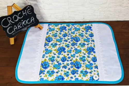 Americano Lugar de Mesa Centrinho Azul Floral Patchwork