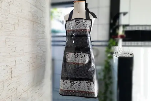 Avental Banho e Tosa Pet Tecido Forrado com Plástico Cristal
