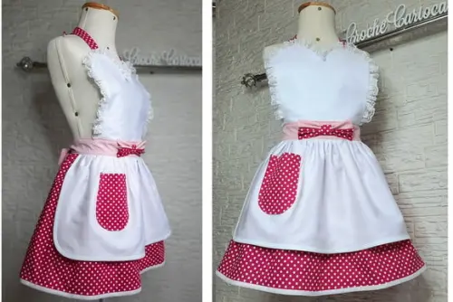 Avental Chá Cozinha Noiva Coração Rosa Pink Pin Up
