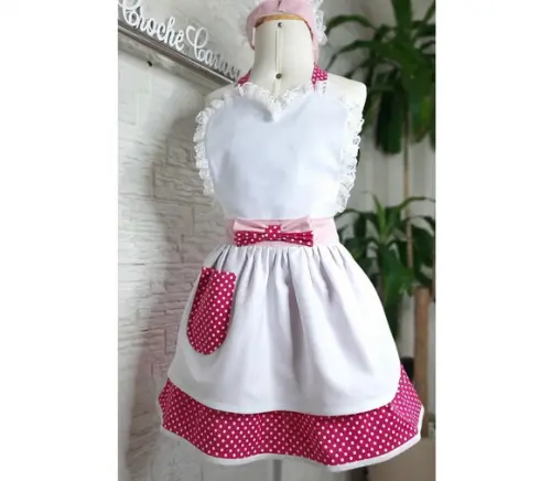 Avental Chá Cozinha Noiva Coração Rosa Pink Pin Up