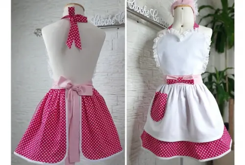 Avental Chá Cozinha Noiva Coração Rosa Pink Pin Up