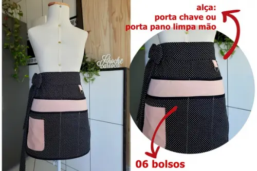 Avental de Cozinha Gourmet Meio Corpo Escolha Cores