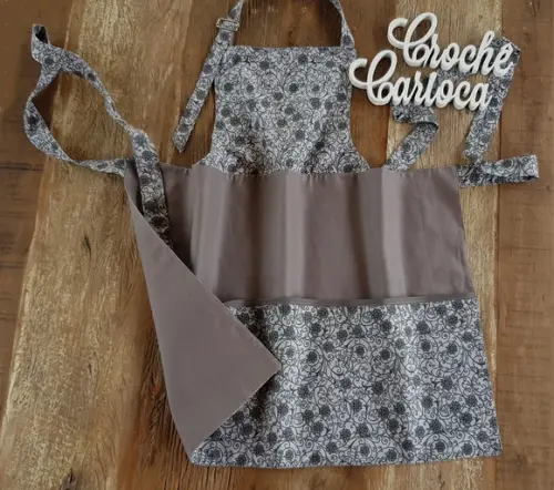 Avental Dupla Face - Cinza e floral