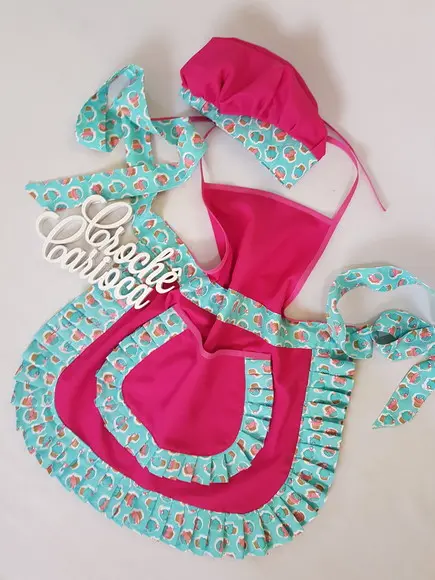 Avental e Touca - Cupcake e Pink