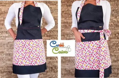 Avental Jeans e Pimentinhas Resistente e Durável