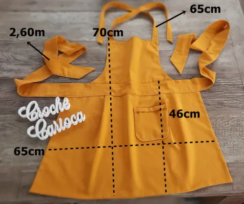 Avental Linho Misto Elegante Forrado Bolso Faixa Grande