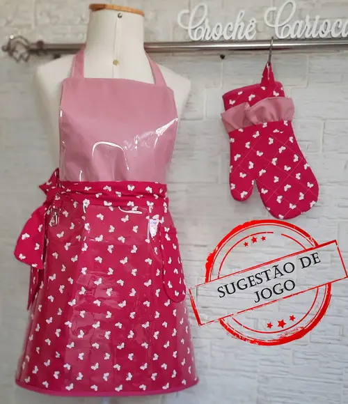 Avental Love Pink Impermeável Forração Plástica
