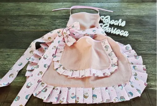 Avental para Cozinha Cupcake Rosê