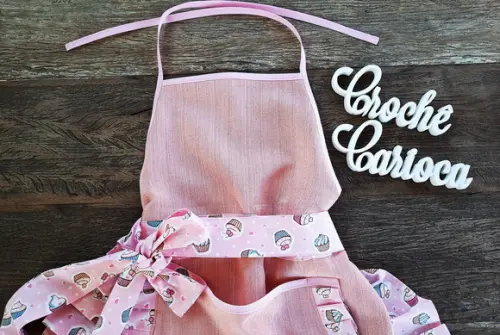 Avental para Cozinha Cupcake Rosê