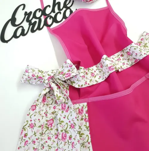 Avental Primavera Rosa Pink Floral ou Escolha Cores