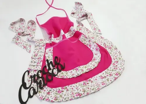 Avental Primavera Rosa Pink Floral ou Escolha Cores