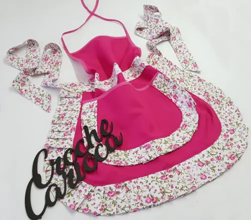 Avental Primavera Rosa Pink Floral ou Escolha Cores