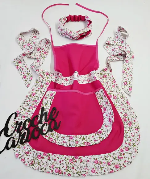Avental Primavera Rosa Pink Floral ou Escolha Cores