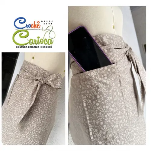 Avental Saia Meio Corpo Floral Bege Nude Escolha Cor