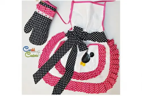 Avental Semiplastificado, Luva e Touca Tema Mickey