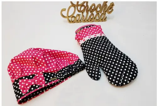 Avental Semiplastificado, Luva e Touca Tema Mickey