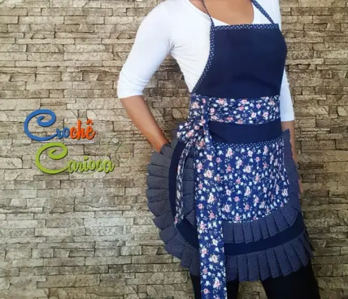 Avental Vintage Azul Marinho Floral ou Escolha Cores