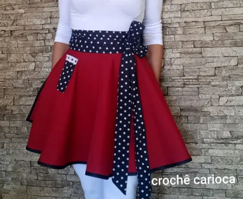 Avental Vintage Vermelho Escuro e Preto Poás Godê