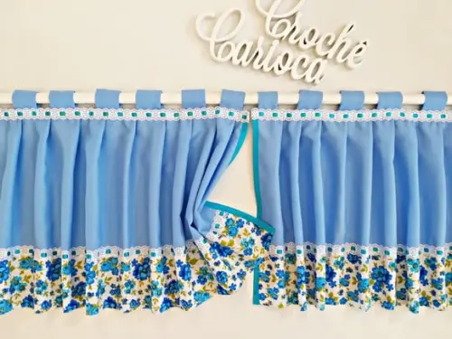Bandô de Cozinha Floral Azul Shabby Chic Sob Medida