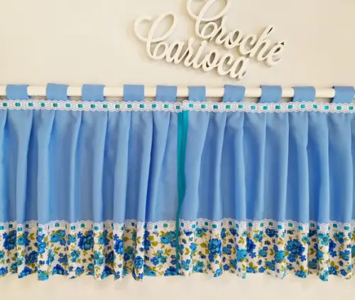 Bandô de Cozinha Floral Azul Shabby Chic Sob Medida