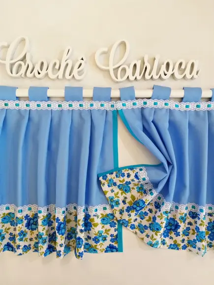 Bandô de Cozinha Floral Azul Shabby Chic Sob Medida