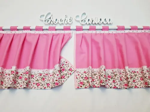 Bandô de Janela Floral Rosa Shabby Chic Sob Medida
