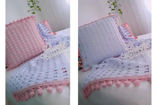 Cama Posta Almofadão Completo e Peseira Crochê 2,30 x 0,50
